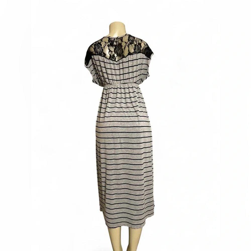 Pinc Black and White Striped Maxi Dress - Picture 2 of 4